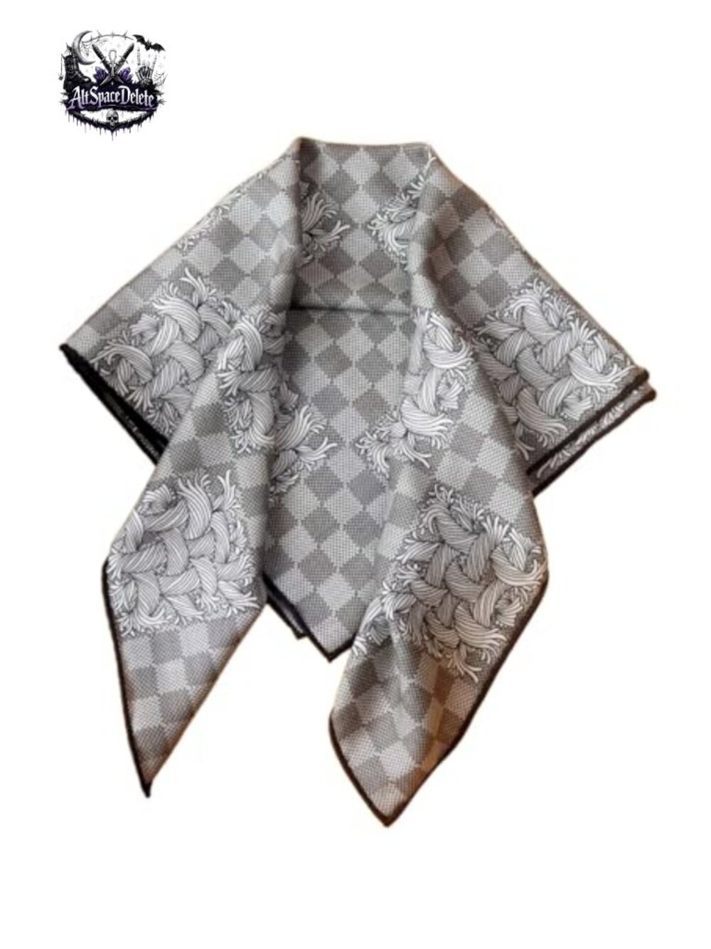 Silk Wool Blend Scarf 26x26 Lightweight Floral Headscarf Square Wrap